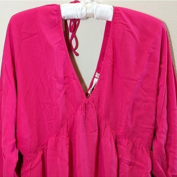 NWT Anthropologie Let Me Be V-neck Flowy Mini Cover Up Dress in Pink - Picture 4 of 16